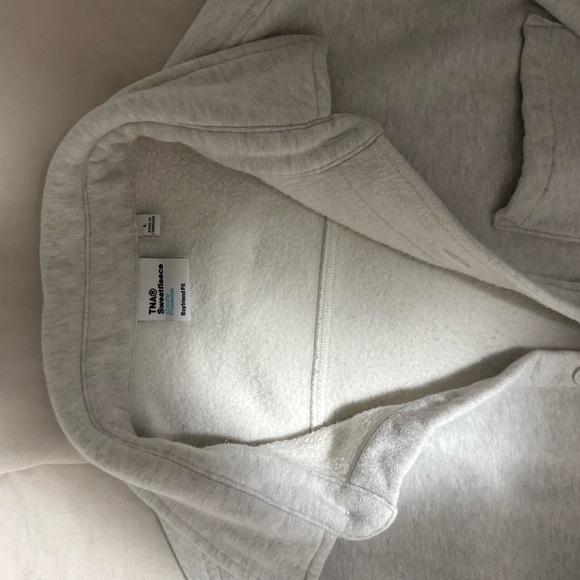 TNA Heather Light Gray Button-Up Sweatshirt Jacket - Picture 3 of 4